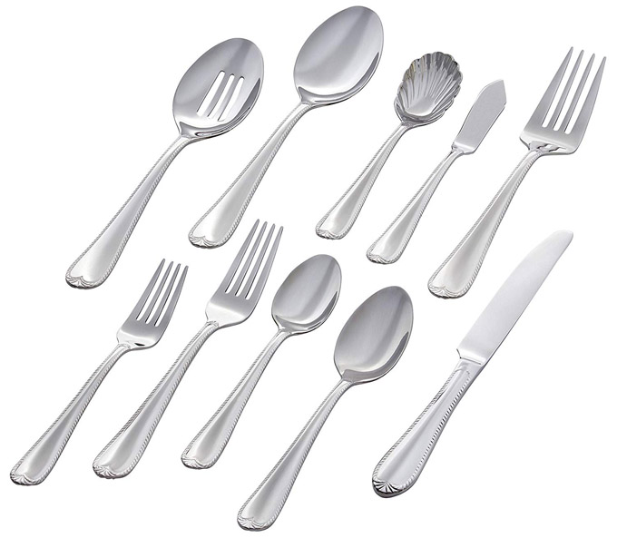 Stone & Beam Traditional Stainless Steel Flatware Set (Silver with Royal Trim)